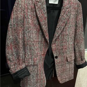 Seven7 labTextured Red and Black Blazer